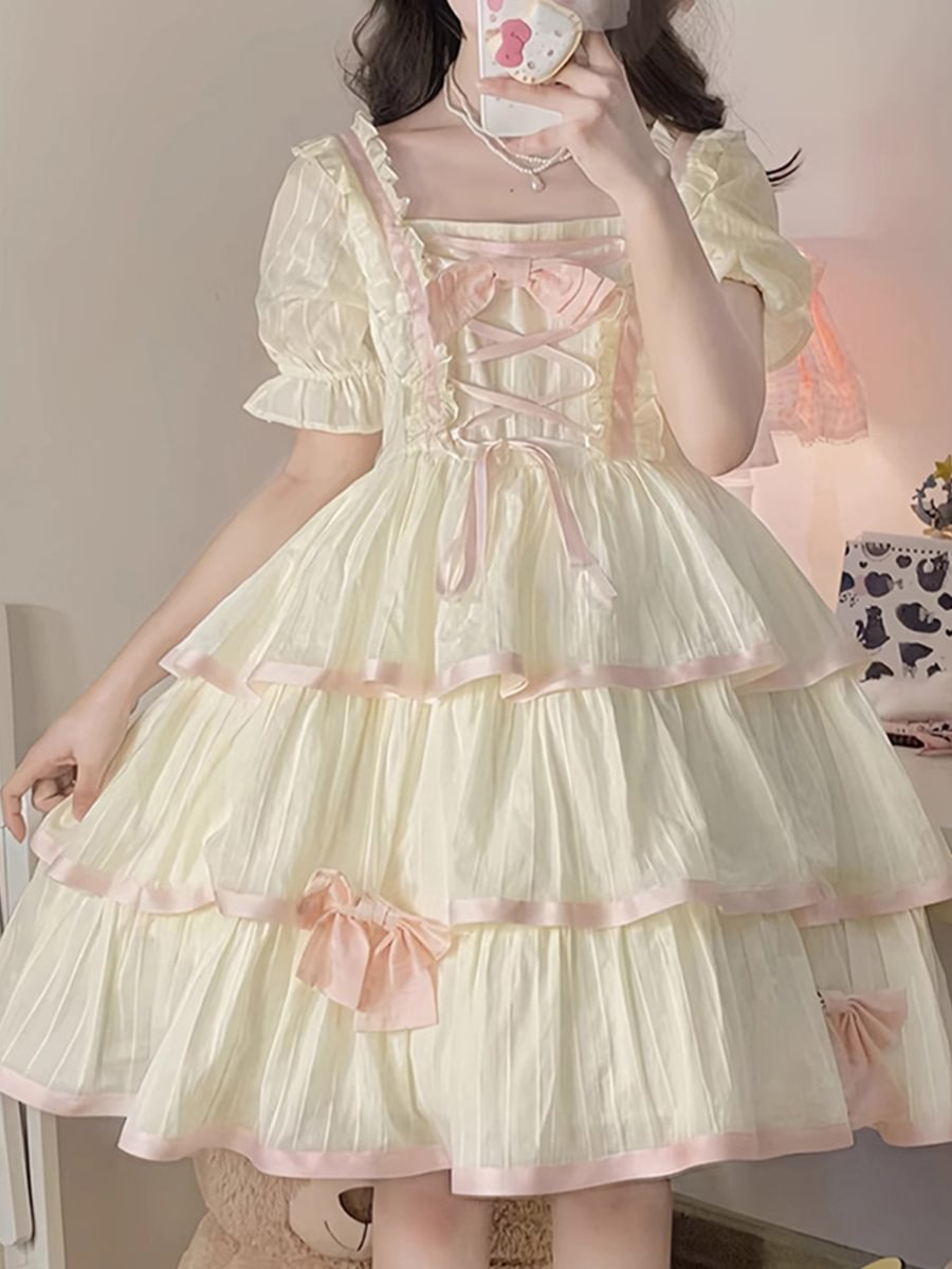 Sweet Lolita Floral Marriage Plus Size Short Sleeve Ruffle Lolita Princess Dress Summer 4XL Lolita Dress