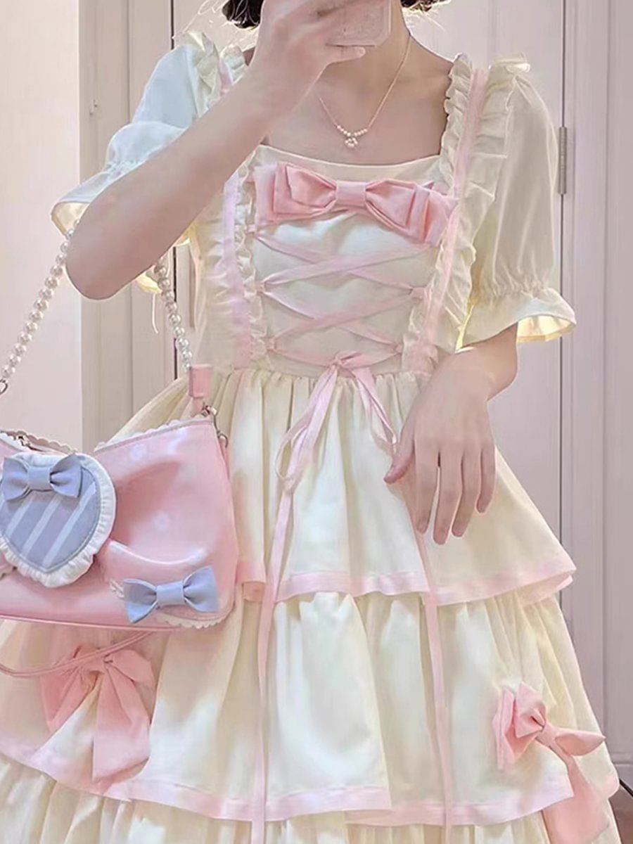 Sweet Lolita Floral Marriage Plus Size Short Sleeve Ruffle Lolita Princess Dress Summer 4XL Lolita Dress