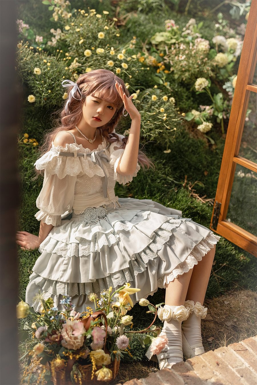 Sweet Lolita Girl Cake Skirt Light Green Ruffle Edge Two-piece Skirt Lolita Skirt Lolita Dresses
