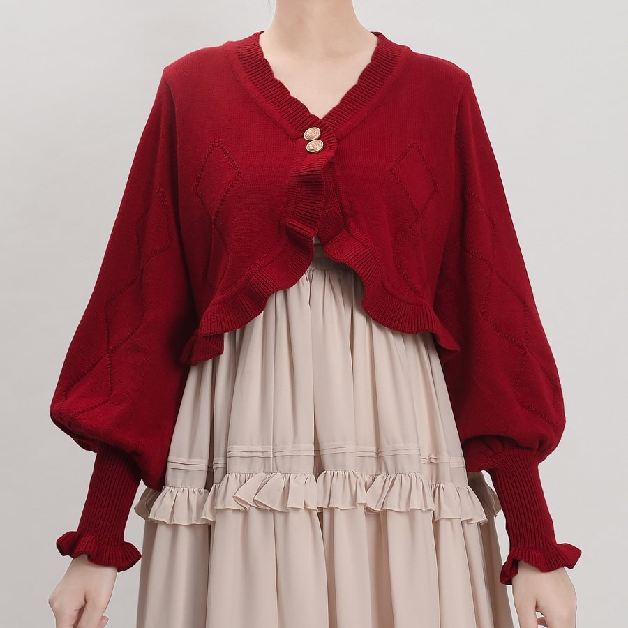 Sweet Lolita Lolita Short Sweater Cardigan Lolita Retro Knitted Girl Cute Lolita Coats
