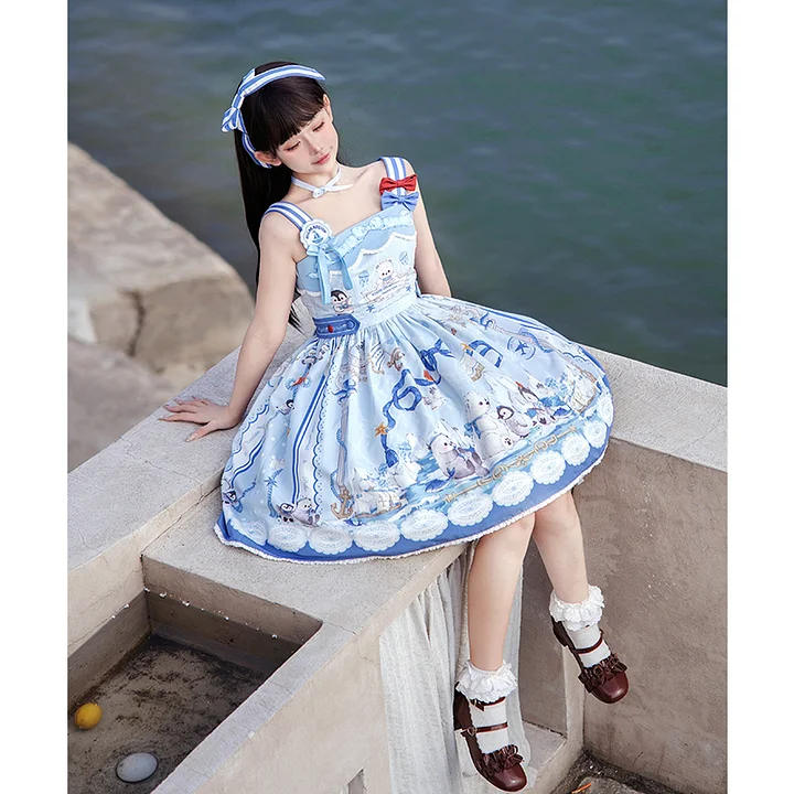 Sweet Lolita Navy Blue New Lolita Princess Dress with Bow Original Dress