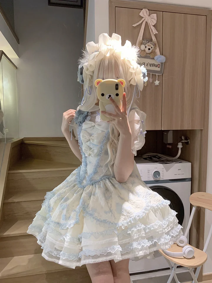 Sweet Lolita Pastoral Cute Elegant Light Green Lolita Cake Daily Dress for summer