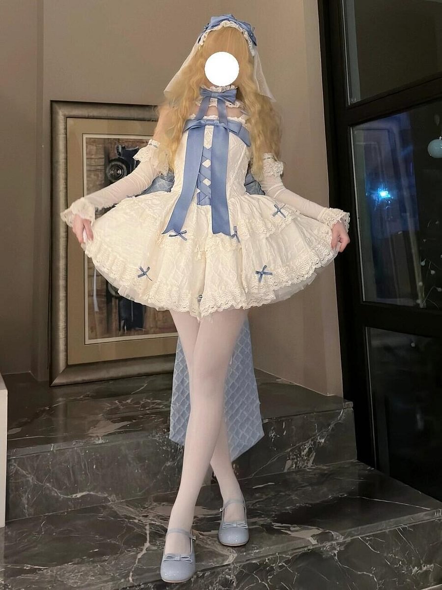 Sweet Lolita Pink Blue Lolita Dress Cute Sweet Lolita Suspender Birthday Bat Mitzvah Princess Dress JSK