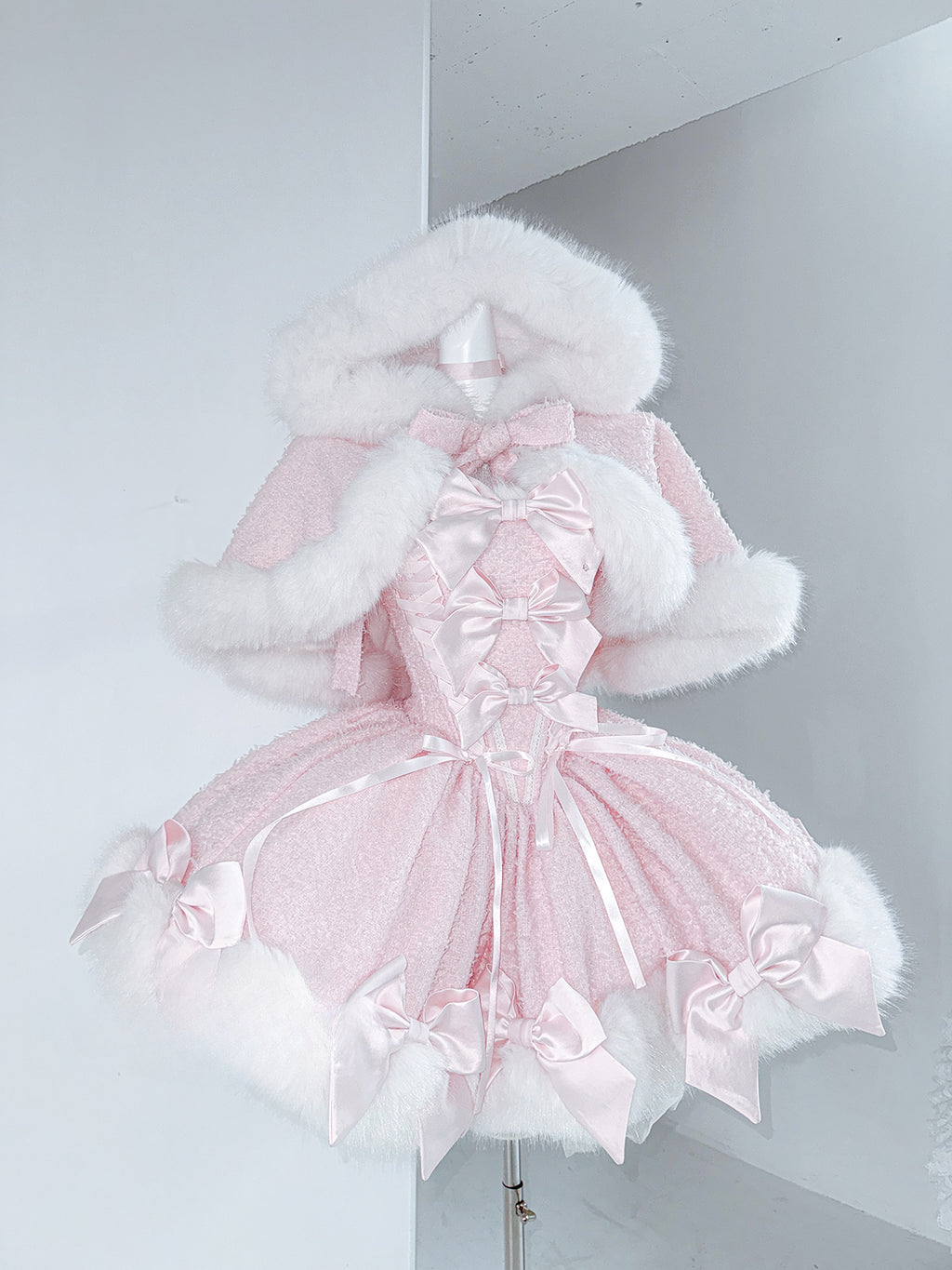 Sweet Lolita Pink Early Snow Autumn Winter Lolita Cake Ruffle Dress