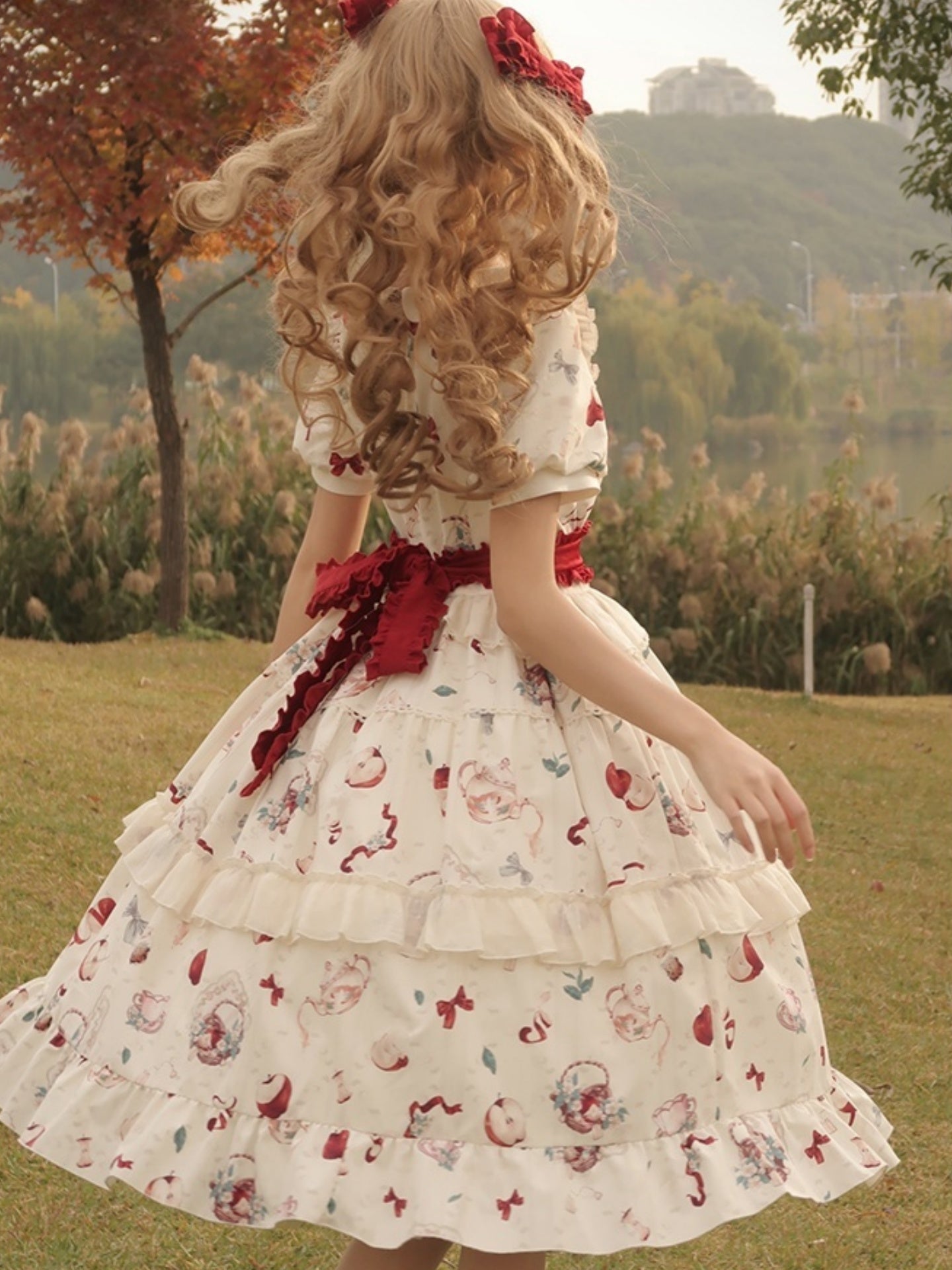 Sweet Lolita Plus Size 4XL Cream White Strawberry Idyllic Printed Short Sleeved Ruffle Dress One Piece