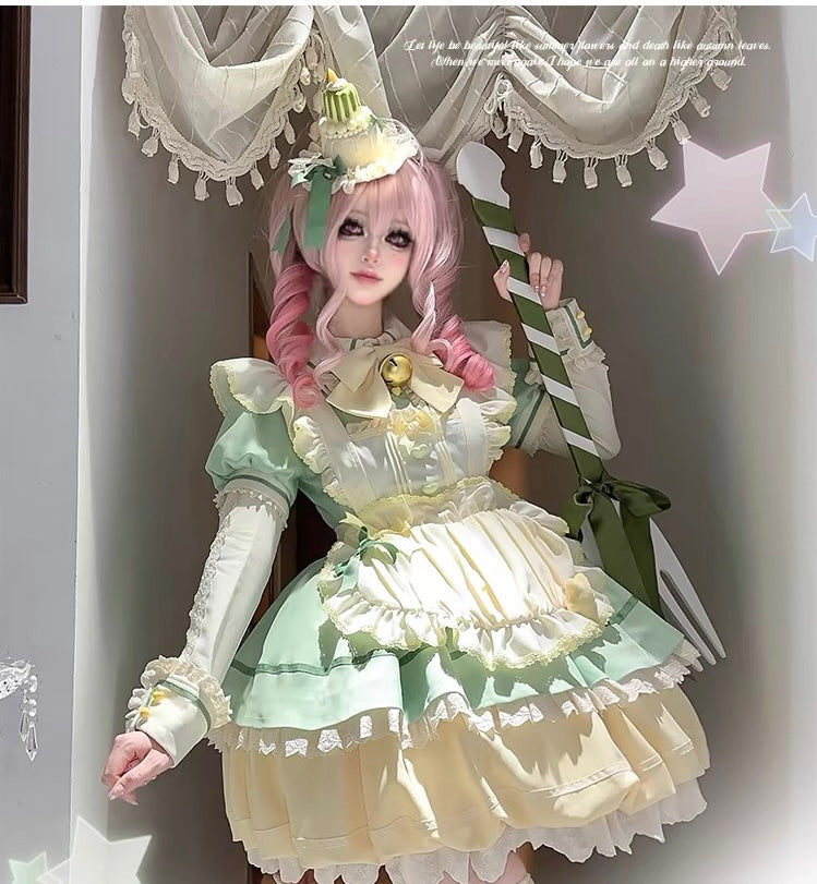 Sweet Lolita Pod Dress Cute Lolita Lolita Dress Set Mint Green Blue Chocolate  Dress