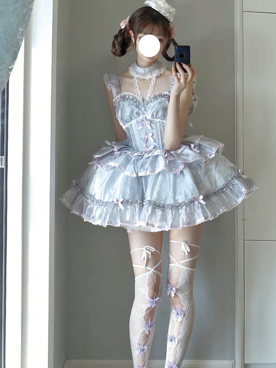 Sweet Lolita Sweetheart Ballet Spring Summer Dress Pink Blue Super Fairy Suspender Dress Princess Lolita