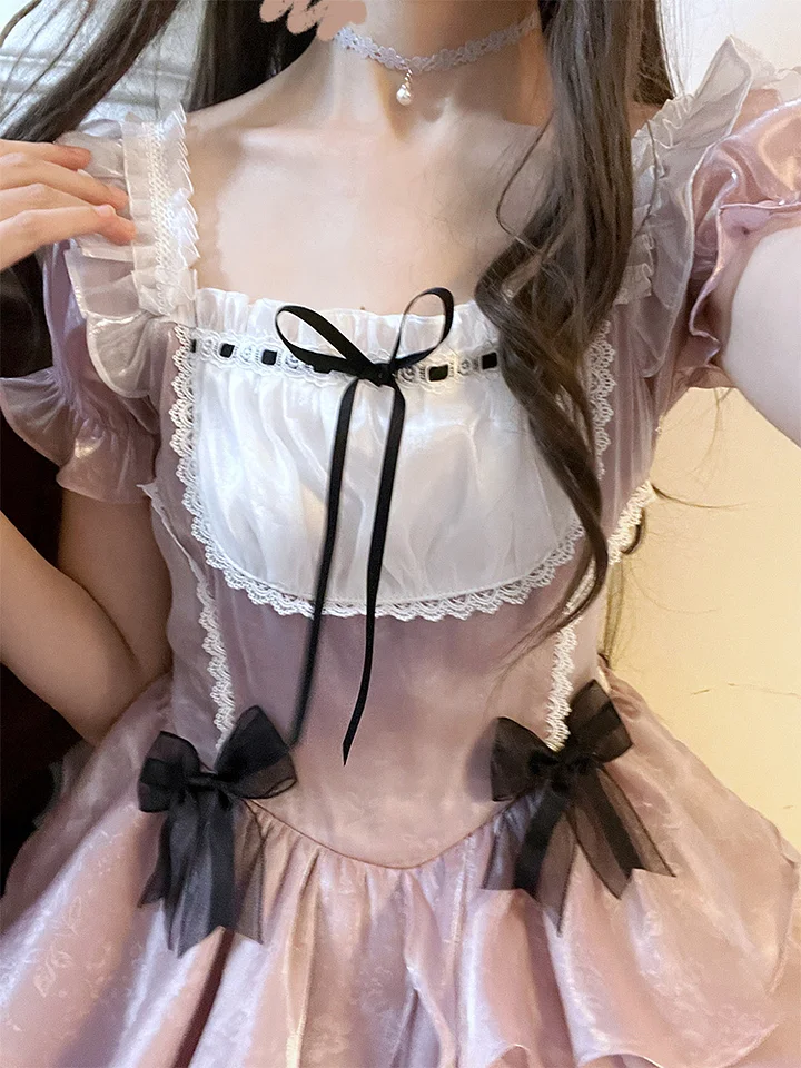 Sweet Lolita Wisteria Organza Ruffles Lolita Dress French Elegant Short Dress Light Lolita Casual Coord