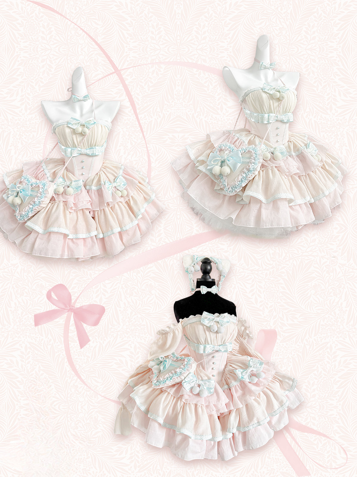 Hime Lolita Mint Green Pink Cream Cake Princess Dress