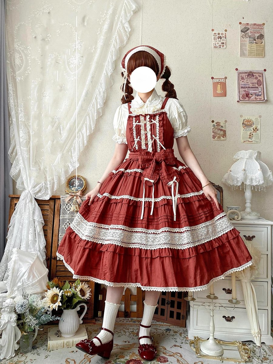 Sweet Red Dress Sleeveless JSK Green Yellow Light Lolita
