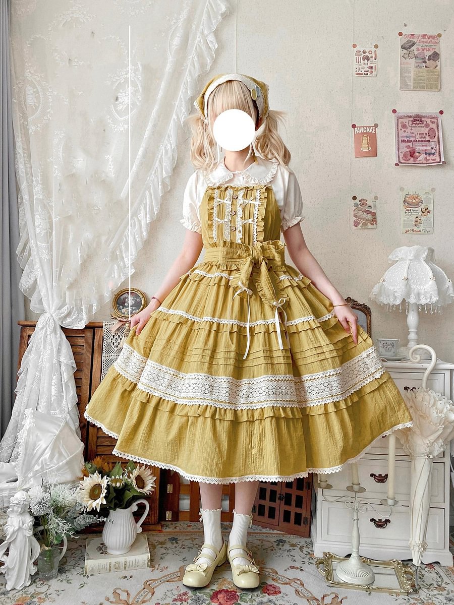Sweet Red Dress Sleeveless JSK Green Yellow Light Lolita
