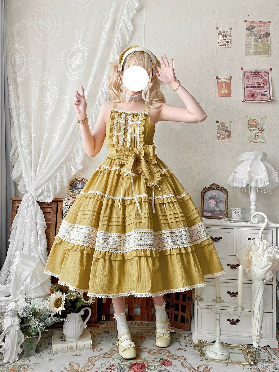 Sweet Red Dress Sleeveless JSK Green Yellow Light Lolita