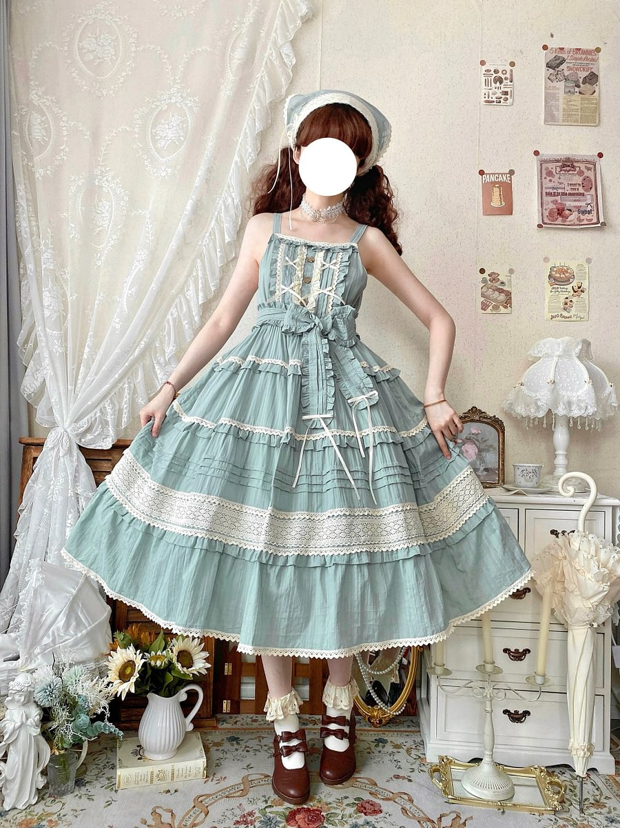 Sweet Red Dress Sleeveless JSK Green Yellow Light Lolita