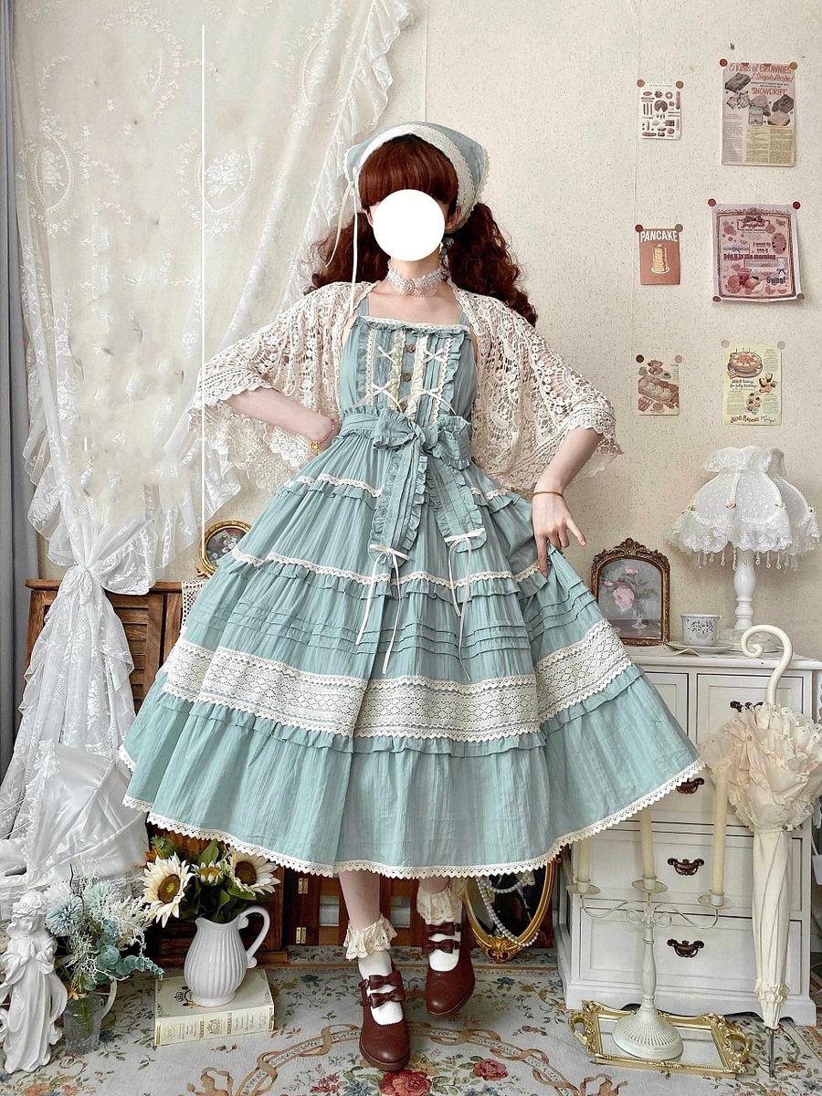 Sweet Red Dress Sleeveless JSK Green Yellow Light Lolita