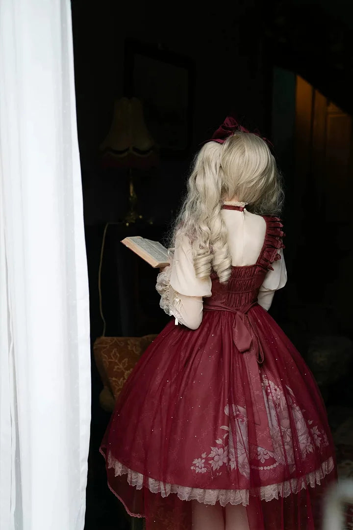 Sweet Vintage Lolita Dress Rabbit Red Gigot Sleeve Blouse Princess Dress in Fall