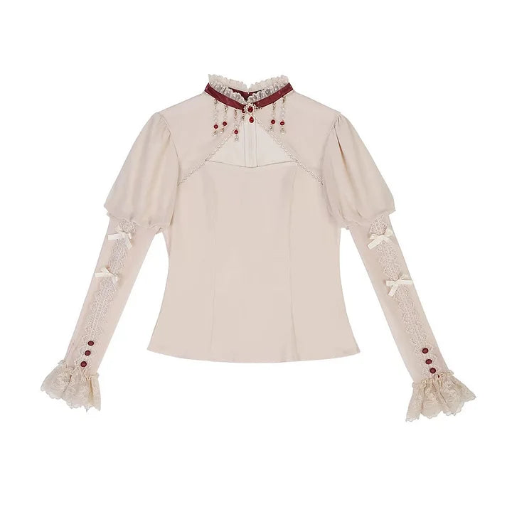 Sweet Vintage Lolita Dress Rabbit Red Gigot Sleeve Blouse Princess Dress in Fall