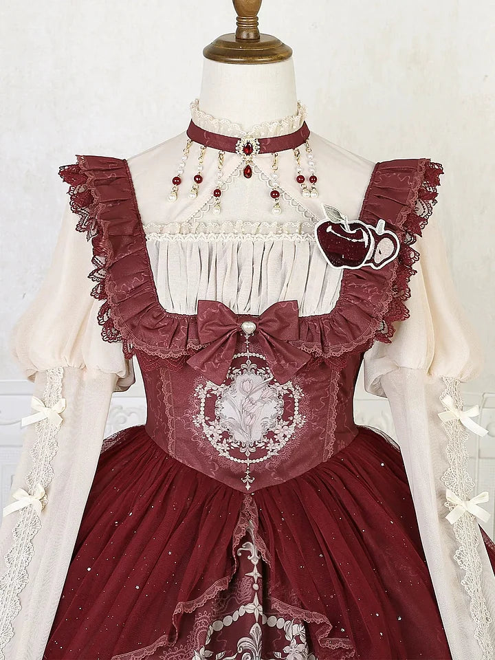 Sweet Vintage Lolita Dress Rabbit Red Gigot Sleeve Blouse Princess Dress in Fall