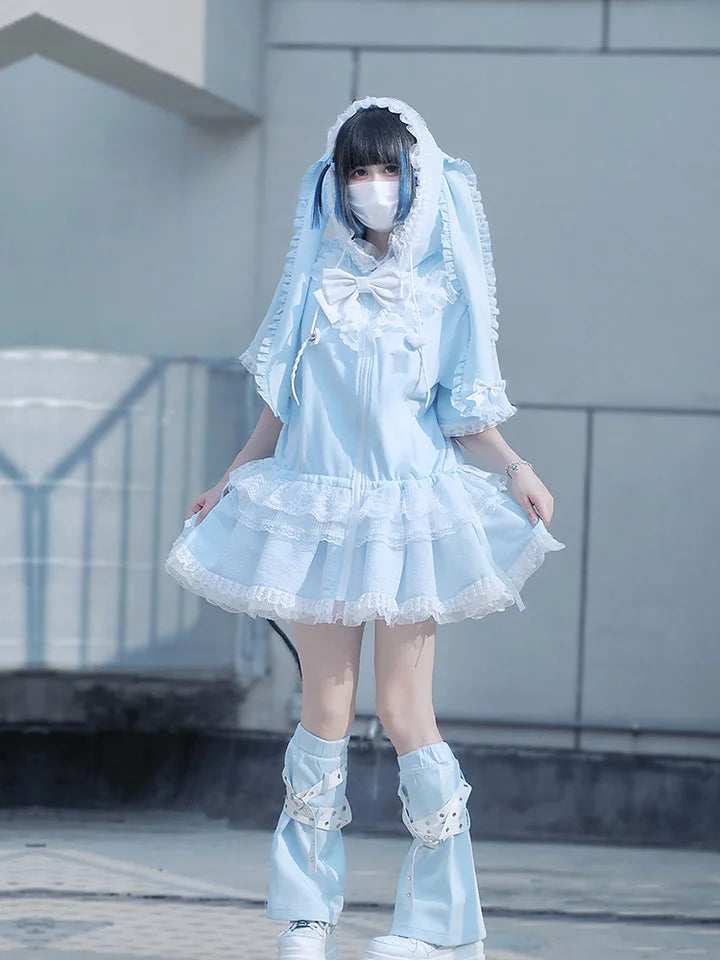 Sweet White Rabbit Ears Plush Coat Warm Cute Lolita Autumn&Winter Coat