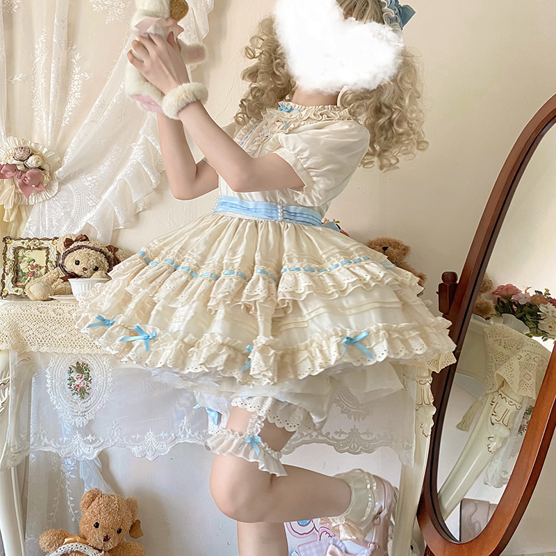 Sweet and Cute Light Lolita Dress Short Sleeve OP Cake Dress