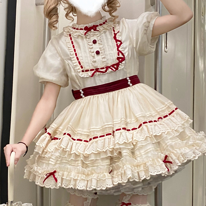 Sweet and Cute Light Lolita Dress Short Sleeve OP Cake Dress