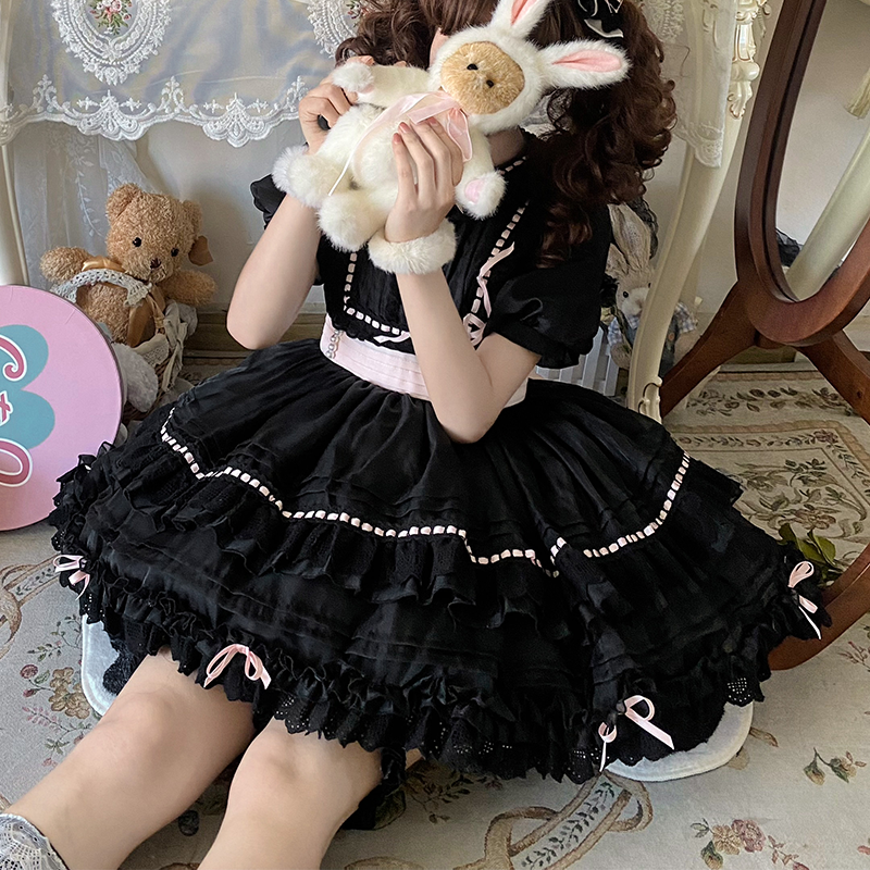 Sweet and Cute Light Lolita Dress Short Sleeve OP Cake Dress