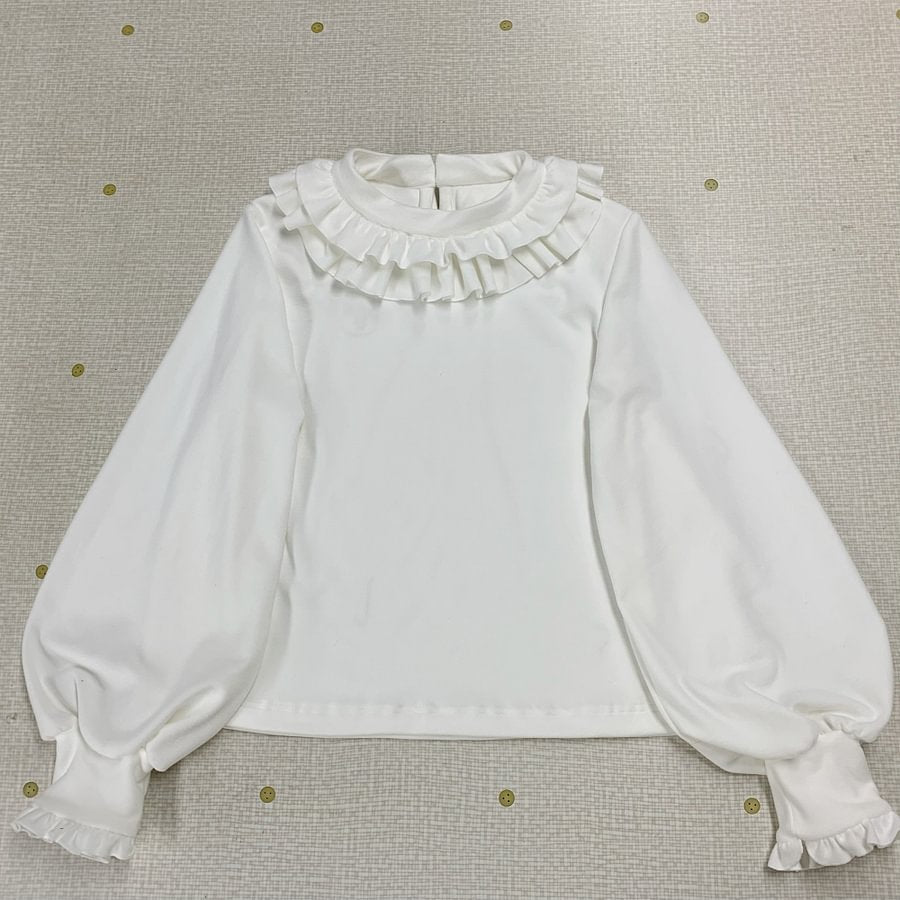Lolita Blouses White Sweet and Cute Bottoming Shirt Sleeve Inside Doll Collar Long-sleeved