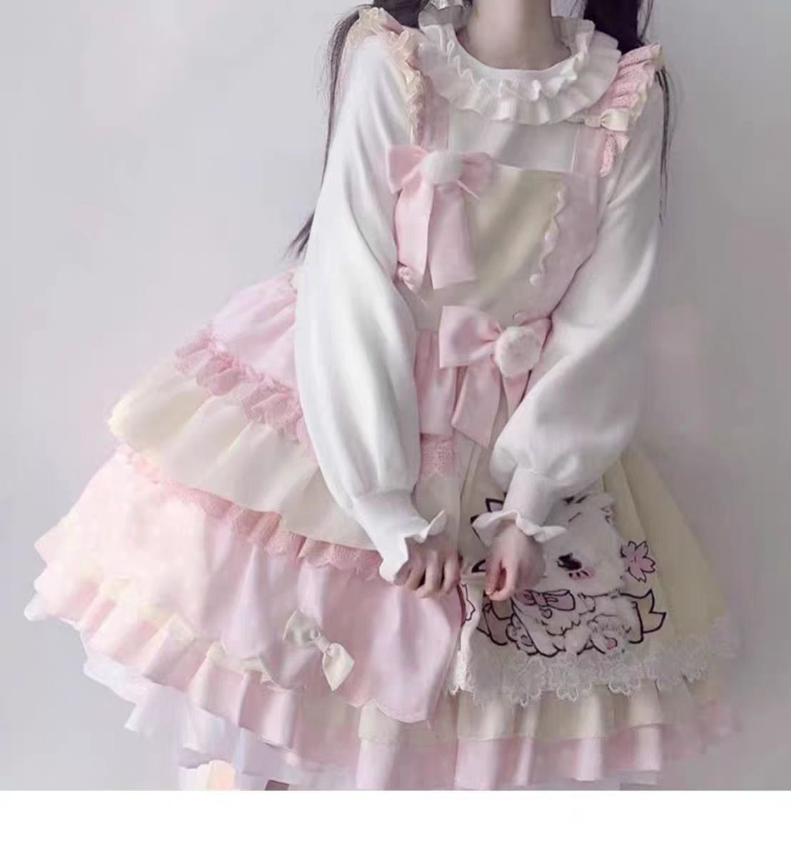 Lolita Blouses White Sweet and Cute Bottoming Shirt Sleeve Inside Doll Collar Long-sleeved