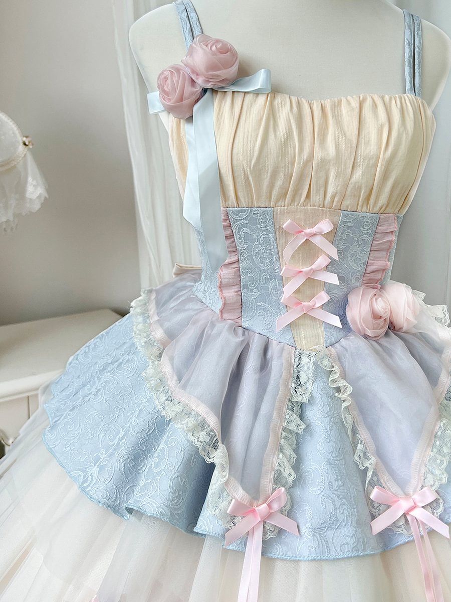 Sweet Ballet Style Slip Dress Light Blue Cute Lolita Dress Sleeveless Princess Dress JSK