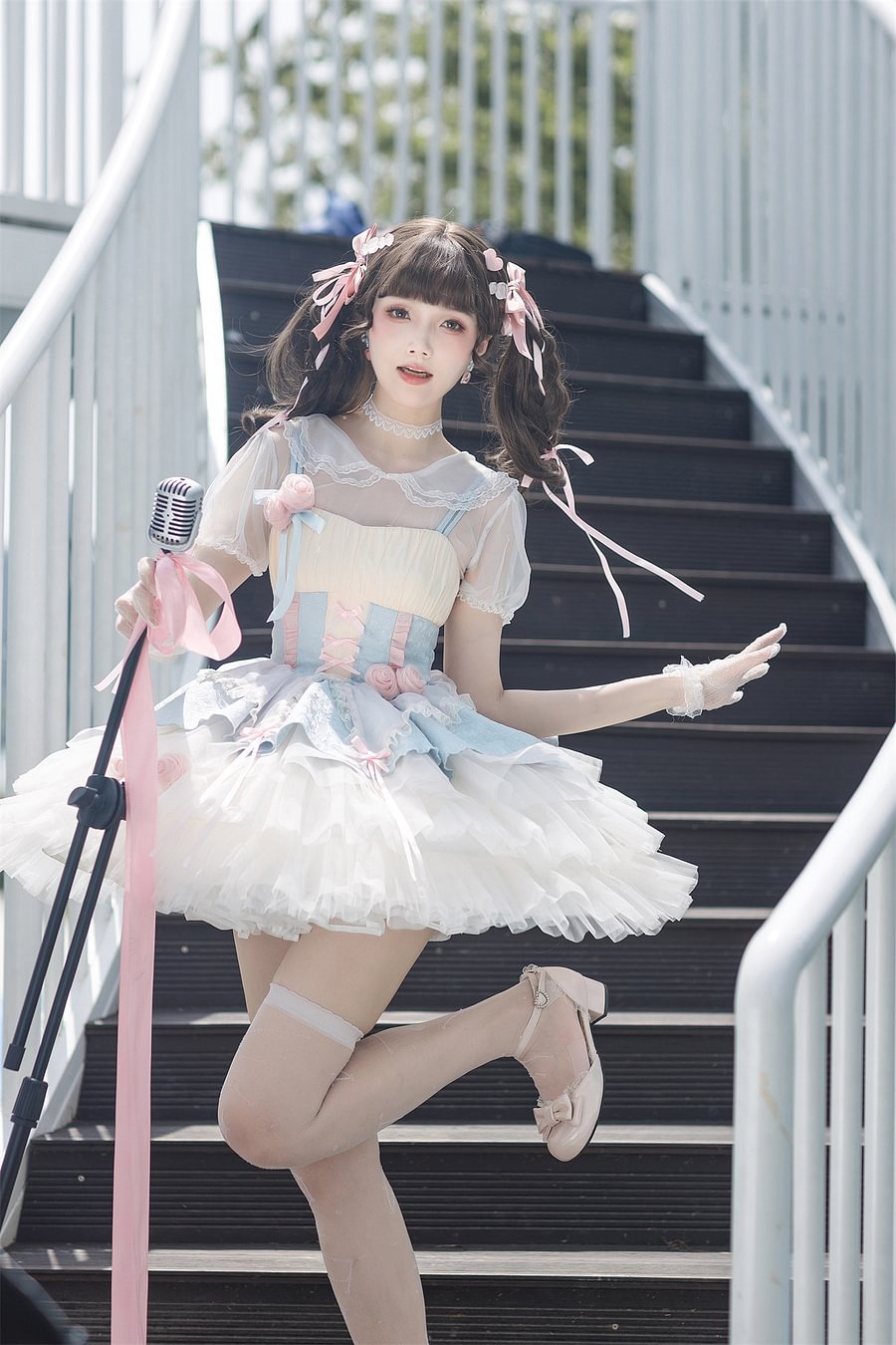 Sweet Ballet Style Slip Dress Light Blue Cute Lolita Dress Sleeveless Princess Dress JSK