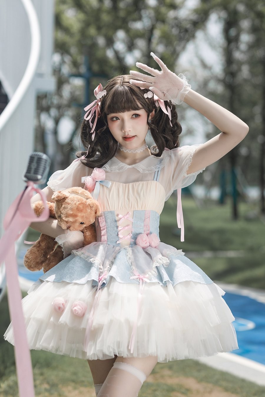 Sweet Ballet Style Slip Dress Light Blue Cute Lolita Dress Sleeveless Princess Dress JSK