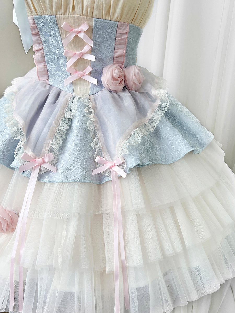 Sweet Ballet Style Slip Dress Light Blue Cute Lolita Dress Sleeveless Princess Dress JSK