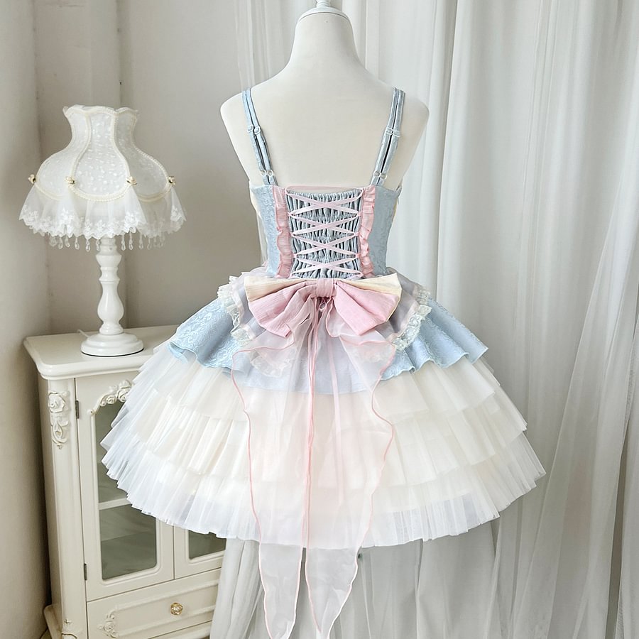 Sweet Ballet Style Slip Dress Light Blue Cute Lolita Dress Sleeveless Princess Dress JSK