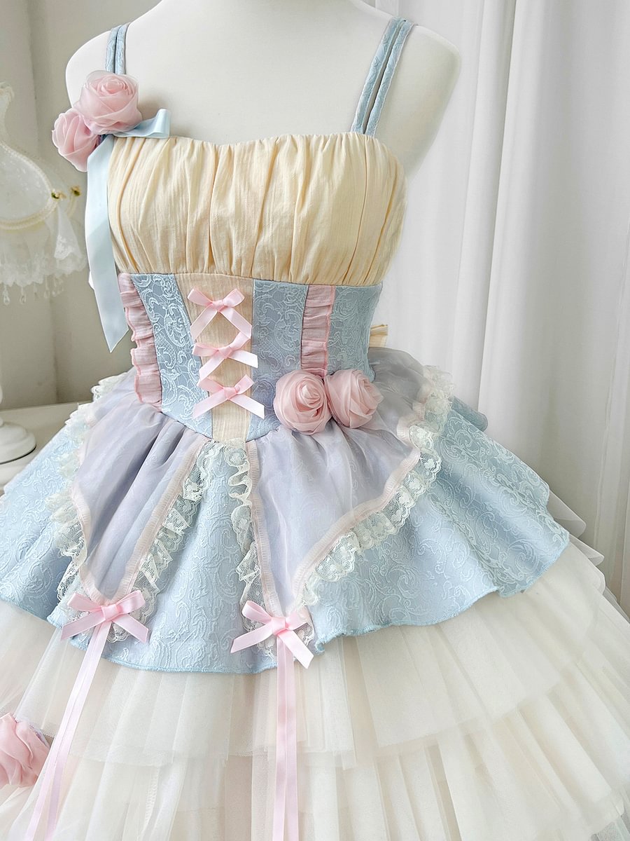 Sweet Ballet Style Slip Dress Light Blue Cute Lolita Dress Sleeveless Princess Dress JSK