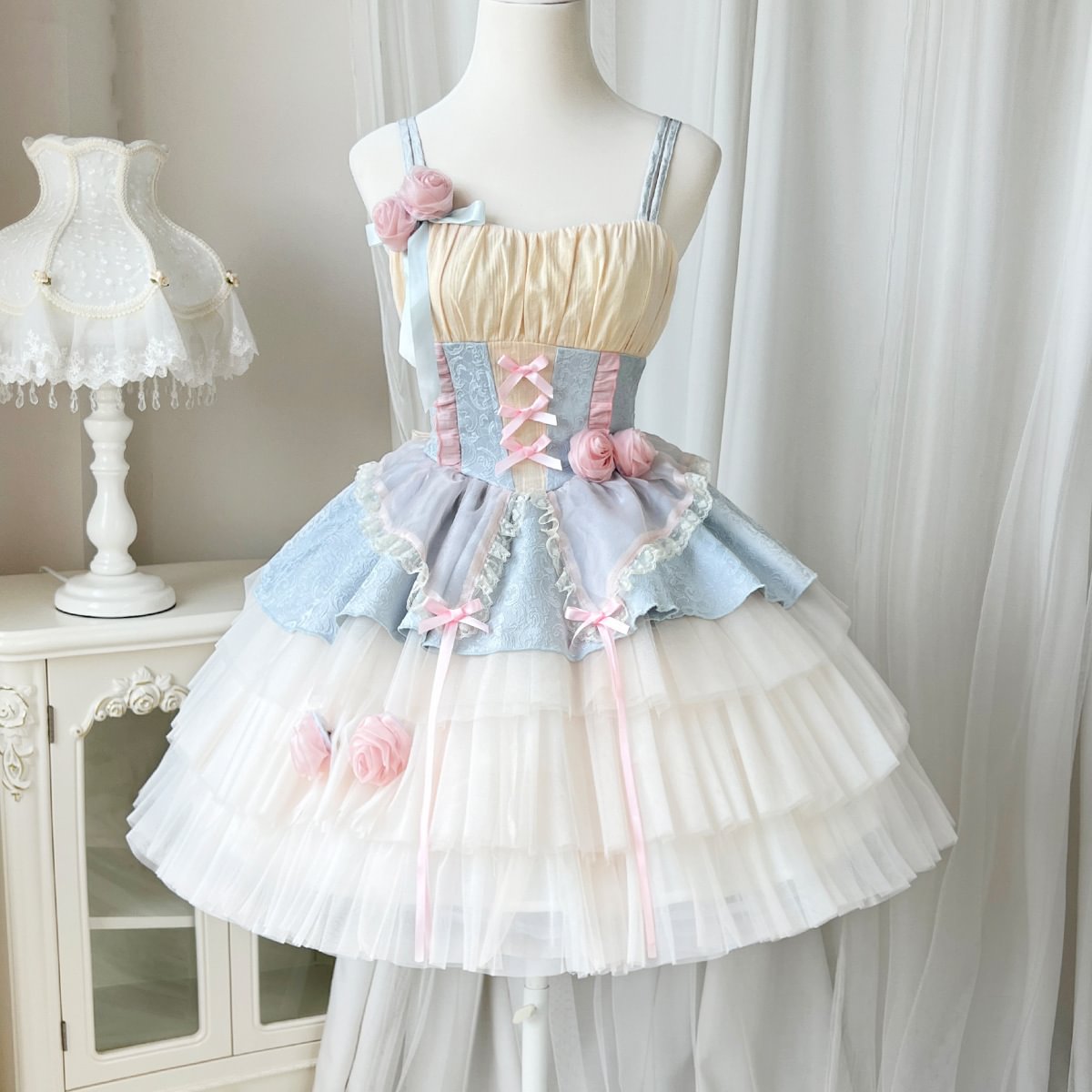 Sweet Ballet Style Slip Dress Light Blue Cute Lolita Dress Sleeveless Princess Dress JSK