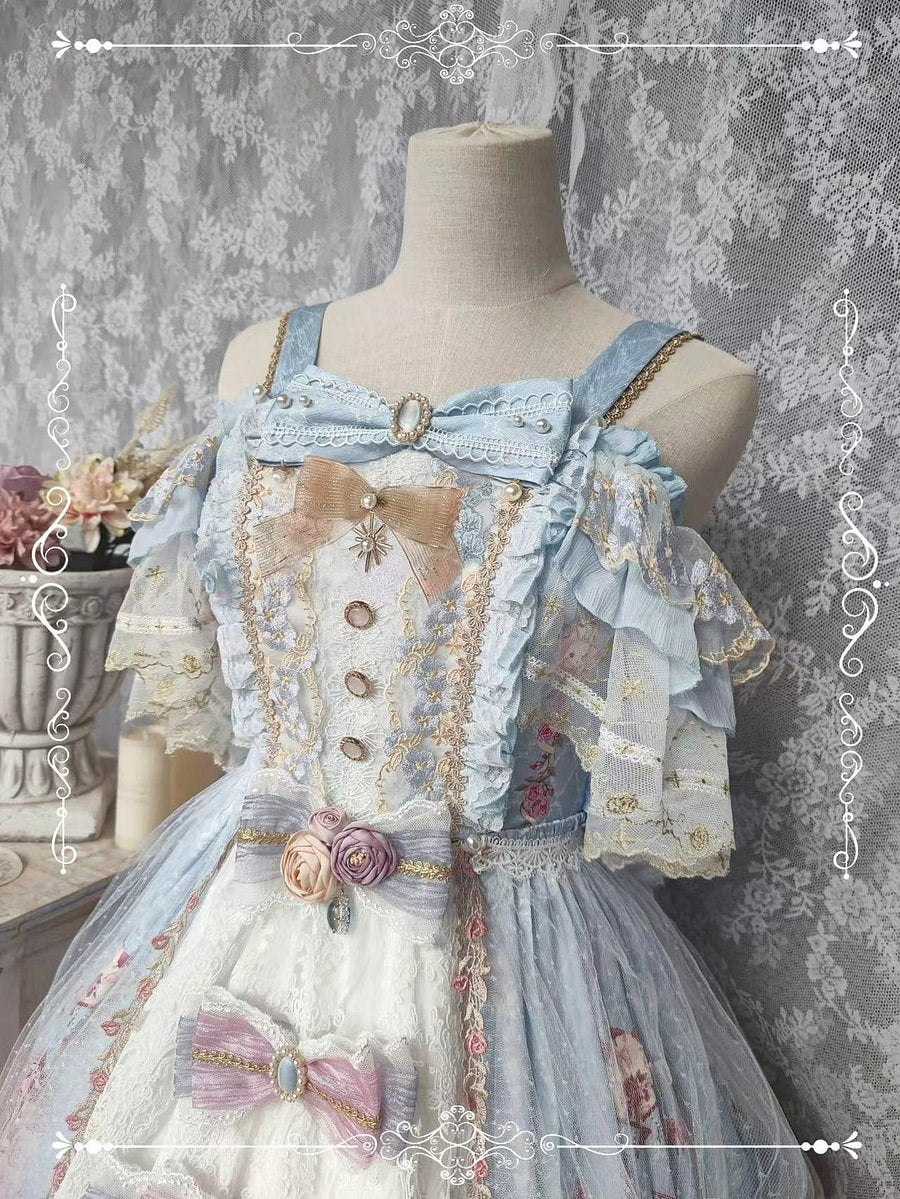 Tea Party Fashion Hime Lolita Pink Gorgeous Premium Long Lolita Lace JSK One Piece Dress