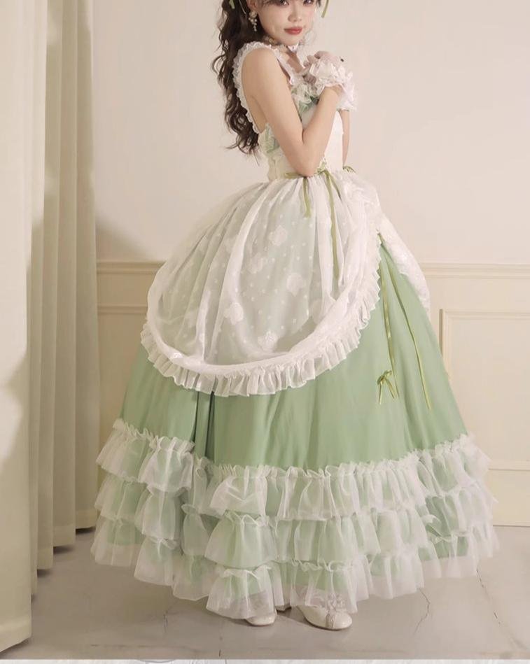 Tea Party Fashion Hime Lolita Plus Size Green Gorgeous JSK Dress Princess Dress OP 4XL Lolita Dress Jumper Skirt Lolita Voyage