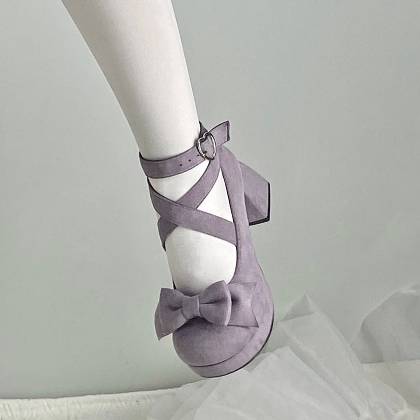 Thick Soled Velvet Round Head Lo Shoes Sweet High Heel Thick Heel