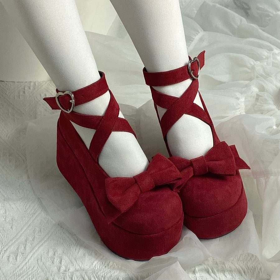 Thick Soled Velvet Round Head Lo Shoes Sweet High Heel Thick Heel
