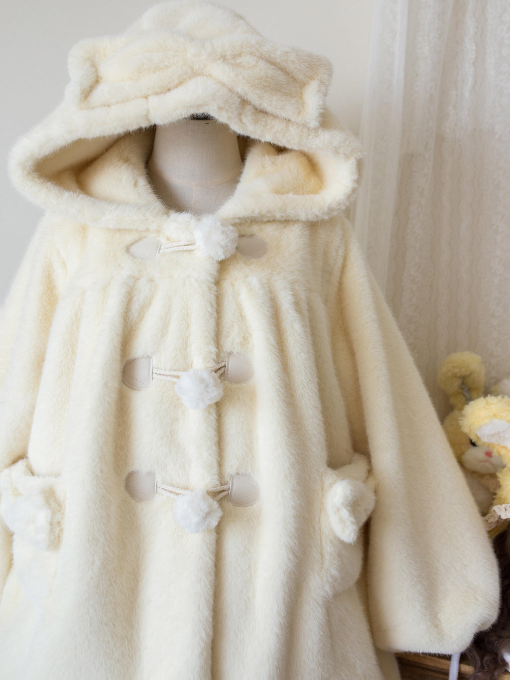 Thickened Autumn and Winter Hooded Mink Fleece Jacket Lolita Plush Jacket Loose Coat