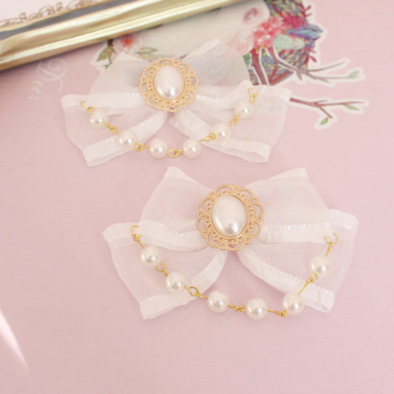 Thin Tea Party Gorgeous Accessories Gloves Lolita Bow Pearl Chain Flower Jewelry
