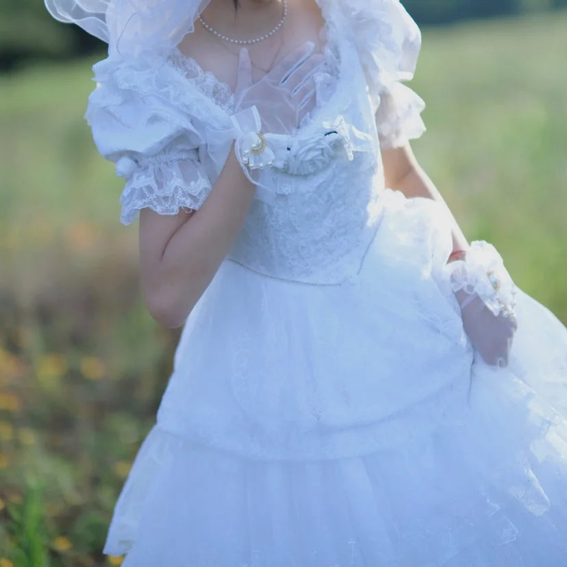 Thin Tea Party Gorgeous Accessories Gloves Lolita Bow Pearl Chain Flower Jewelry