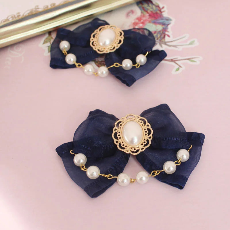 Thin Tea Party Gorgeous Accessories Gloves Lolita Bow Pearl Chain Flower Jewelry