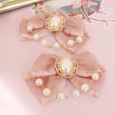 Thin Tea Party Gorgeous Accessories Gloves Lolita Bow Pearl Chain Flower Jewelry