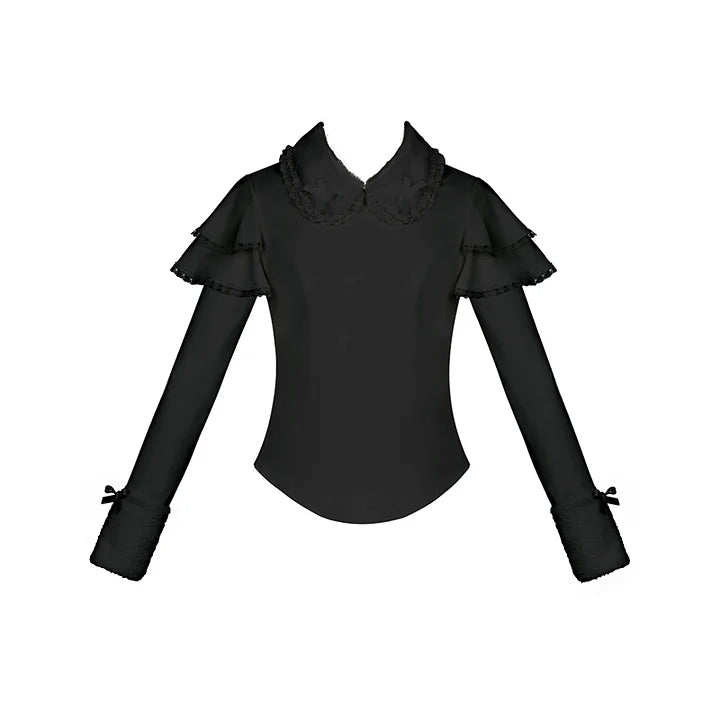 Three-color Micro-elastic Comfortable Long-sleeved Knitted Inner Autumn and Winter Lolita Blouse Shirt