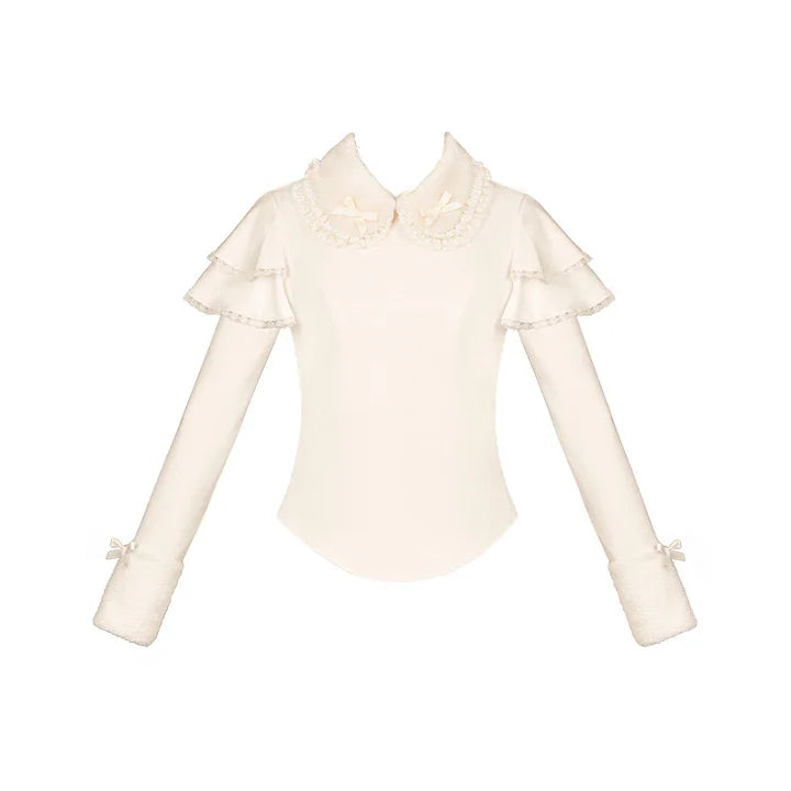 Three-color Micro-elastic Comfortable Long-sleeved Knitted Inner Autumn and Winter Lolita Blouse Shirt