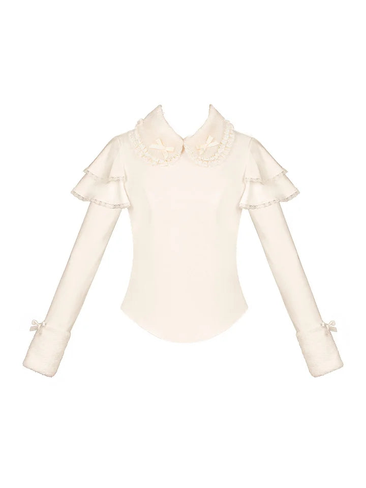 Three-color Micro-elastic Comfortable Long-sleeved Knitted Inner Autumn and Winter Lolita Blouse Shirt