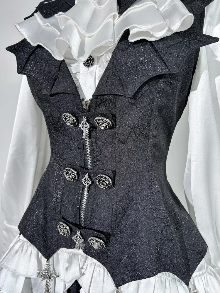 Vampire Duke Dark Gothic Lolita Dress Set Black Skirt White Blouse
