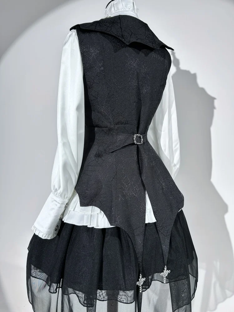 Vampire Duke Dark Gothic Lolita Dress Set Black Skirt White Blouse