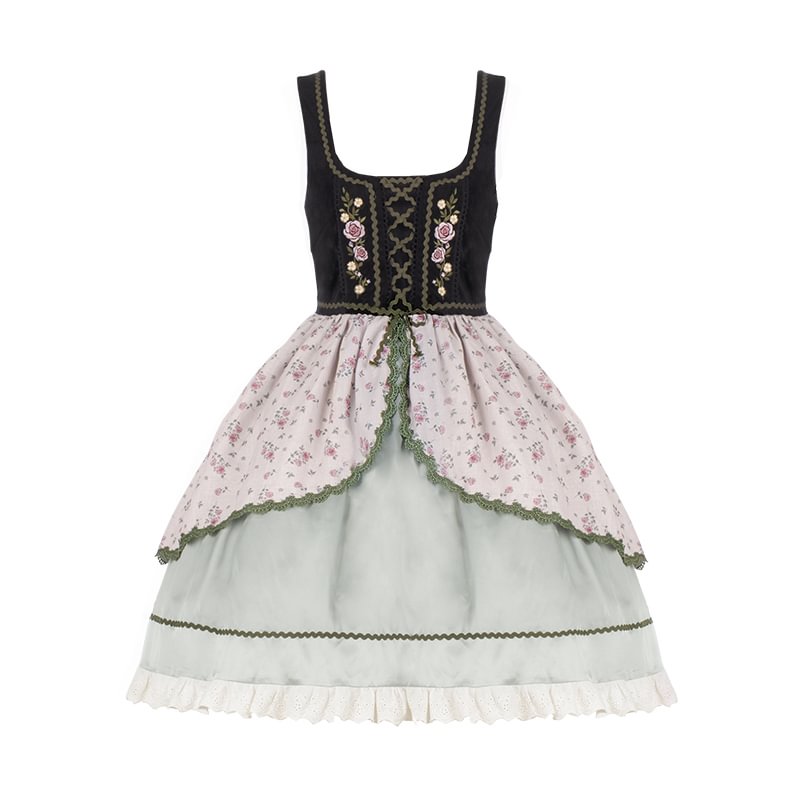 Vintage Idyllic Style Square Collar Shoulder Lolita Inner Shirt Classic Sweet Dress Autumn