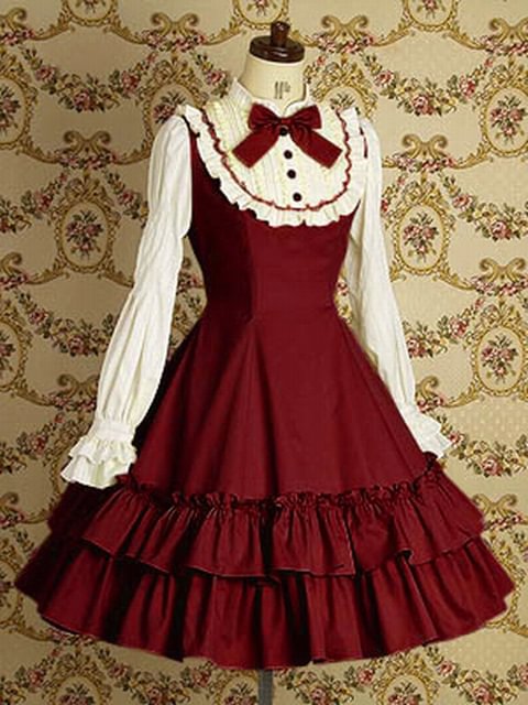 Vintage and Classic Lolita Elegant Lace Long Sleeve Dress Victorian Lolita Spring and Autumn Lolita Lotus Edge Dress